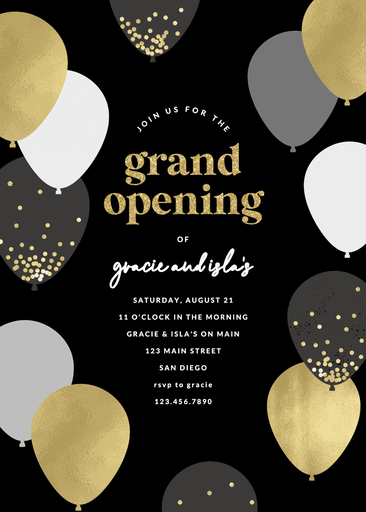 Luxe balloons - grand opening invitation